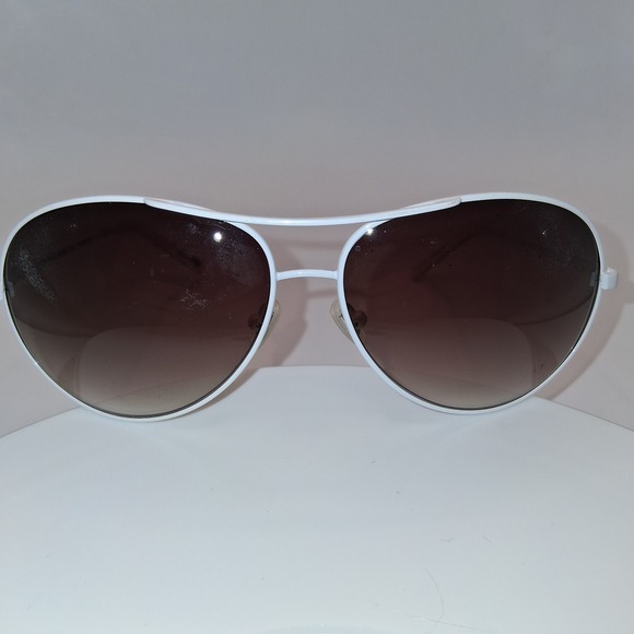Fossil Accessories - Fossil Aviator Women's Sunglasses White Metal Frame Gray Tinted Lens 65-14-125